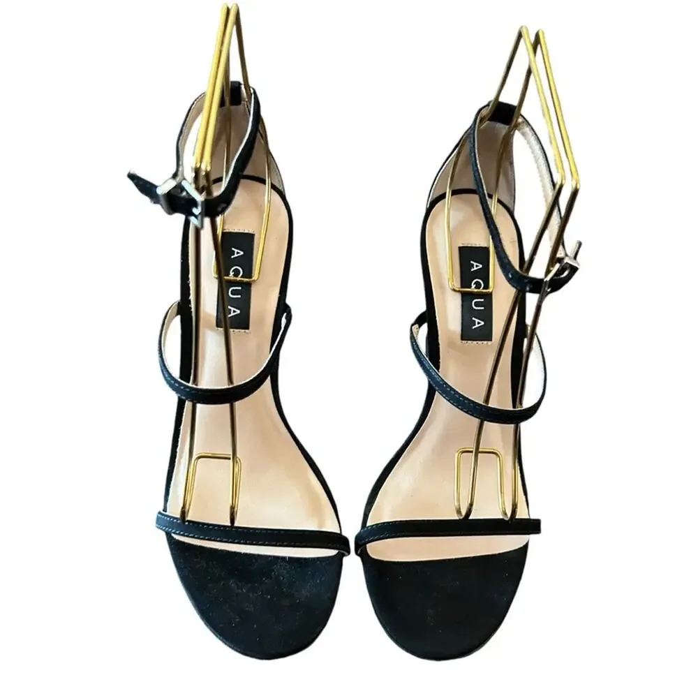 Aqua Jenni Ankle Strap Strappy Flared Heels NEW Size 7